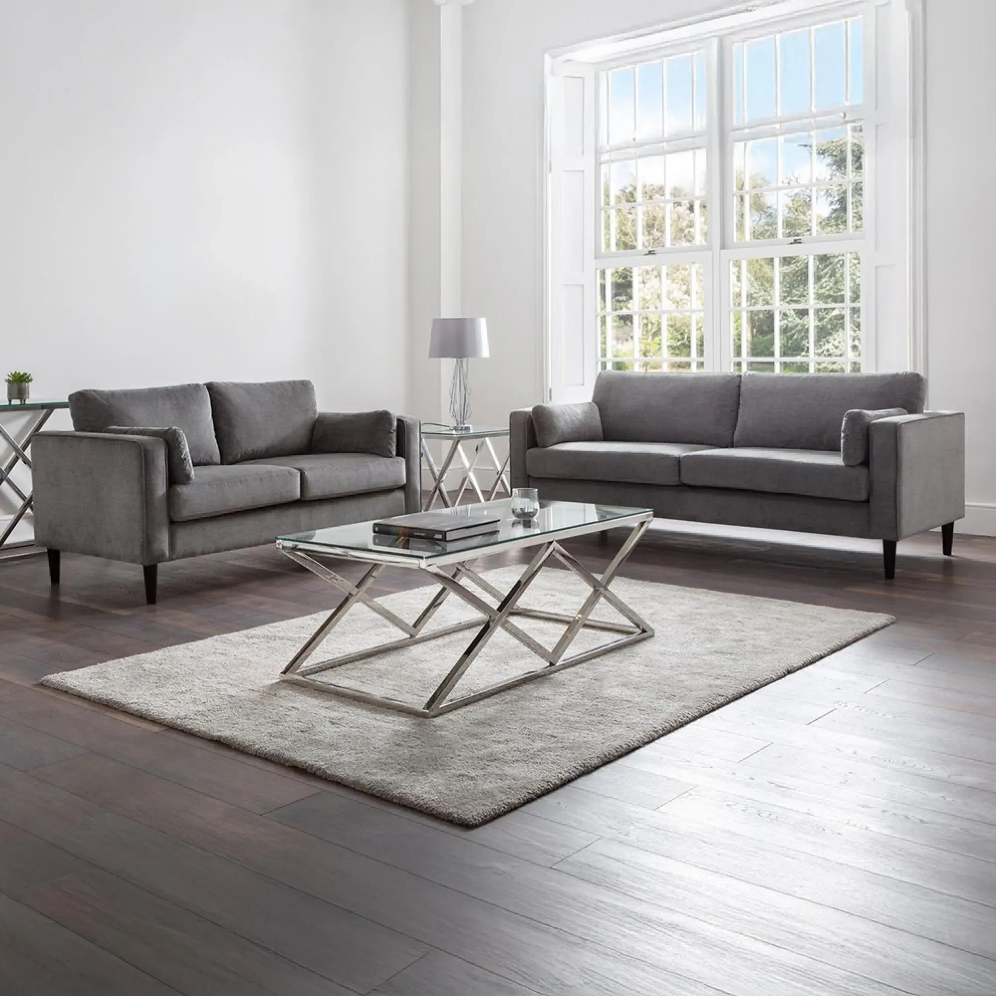 Hayward 3-Seater Sofa - Dark Grey, Chenille