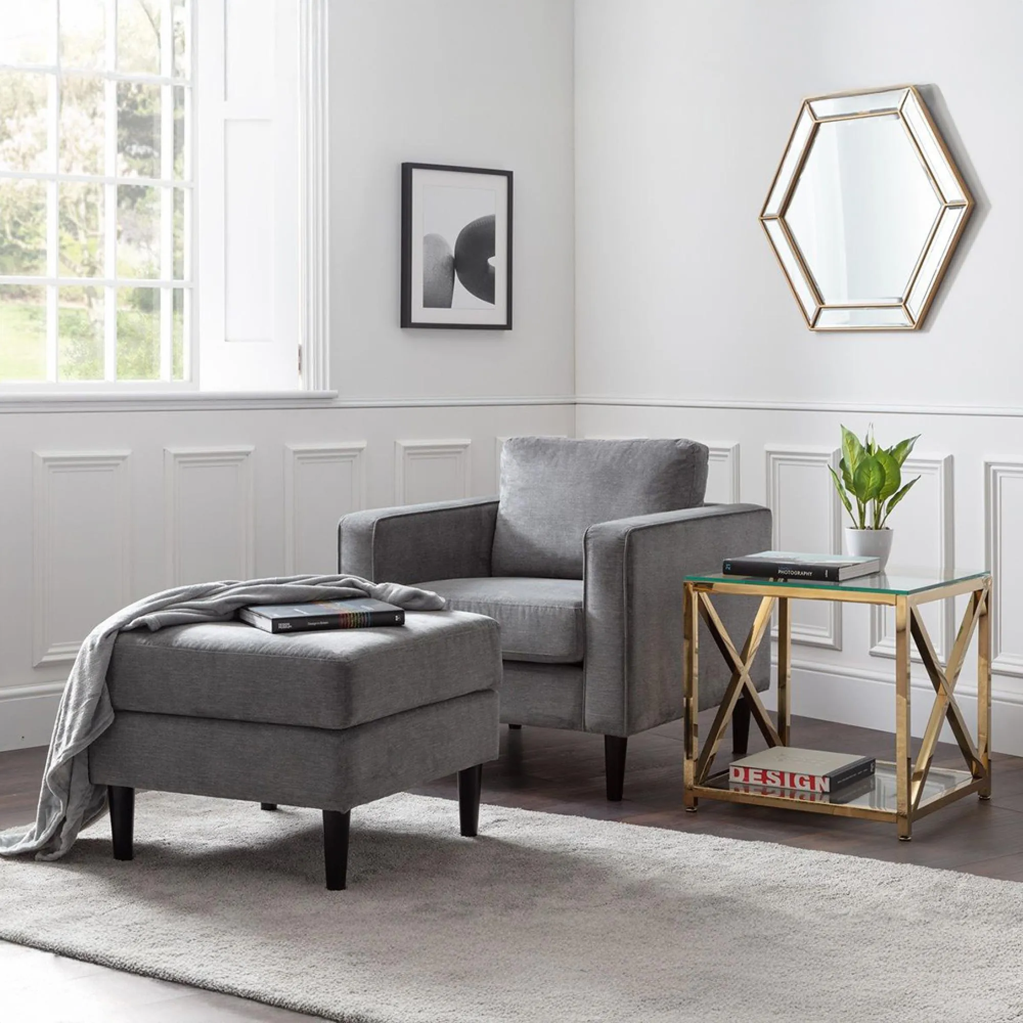 Hayward Armchair - Dark Grey, Fabric