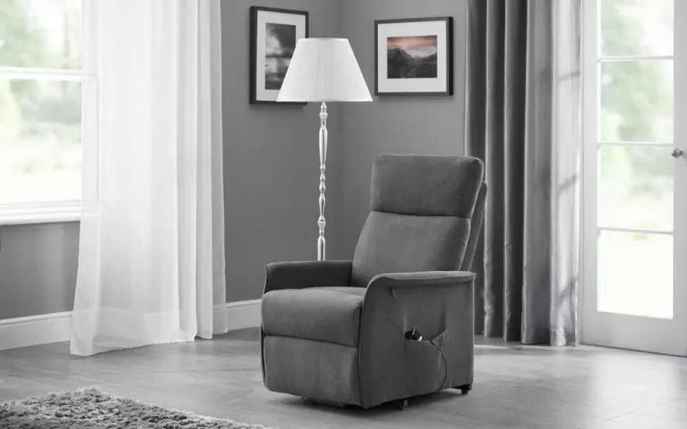 Helena Fabric Recliner Armchair - Grey, Velvet