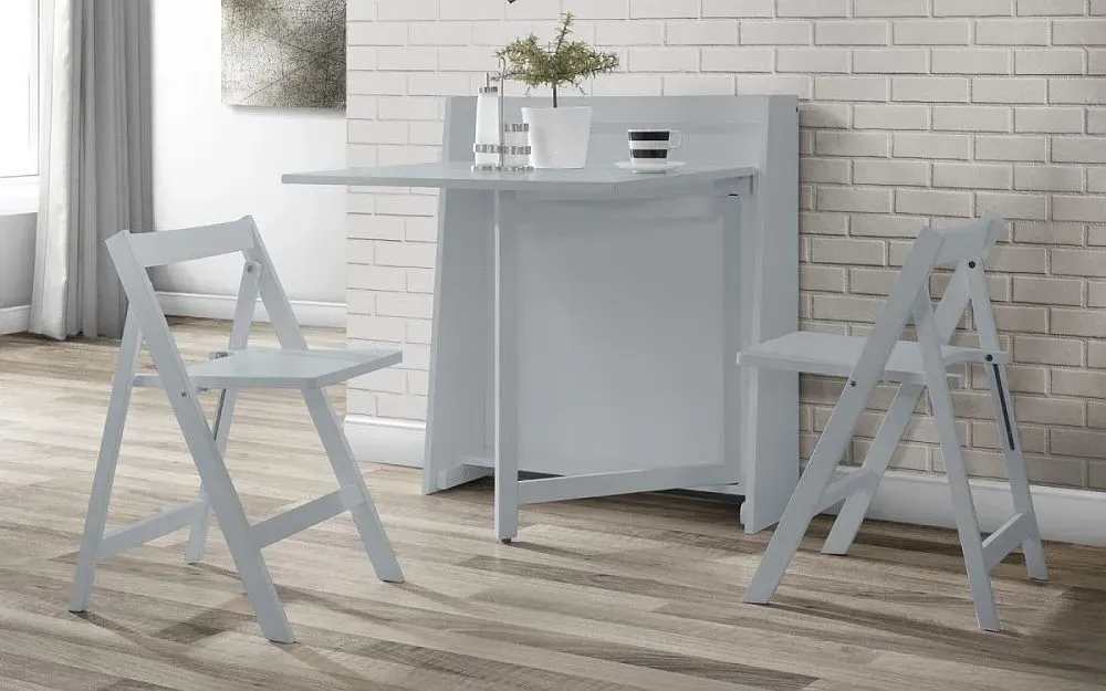 Helsinki Compact Dining Set with 2 Folding Chairs - Light Grey