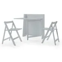 Helsinki Compact Dining Set with 2 Folding Chairs - Light Grey