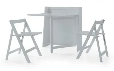 Helsinki Compact Dining Set with 2 Folding Chairs - Light Grey image