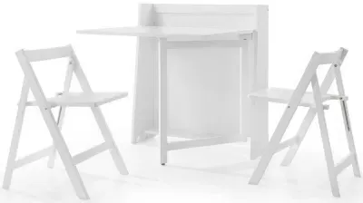 Helsinki Compact Dining Set with 2 Folding Chairs - White