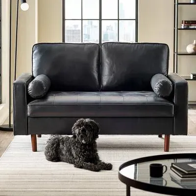 Henley 2-Seater Sofa - Black, Faux Leather image
