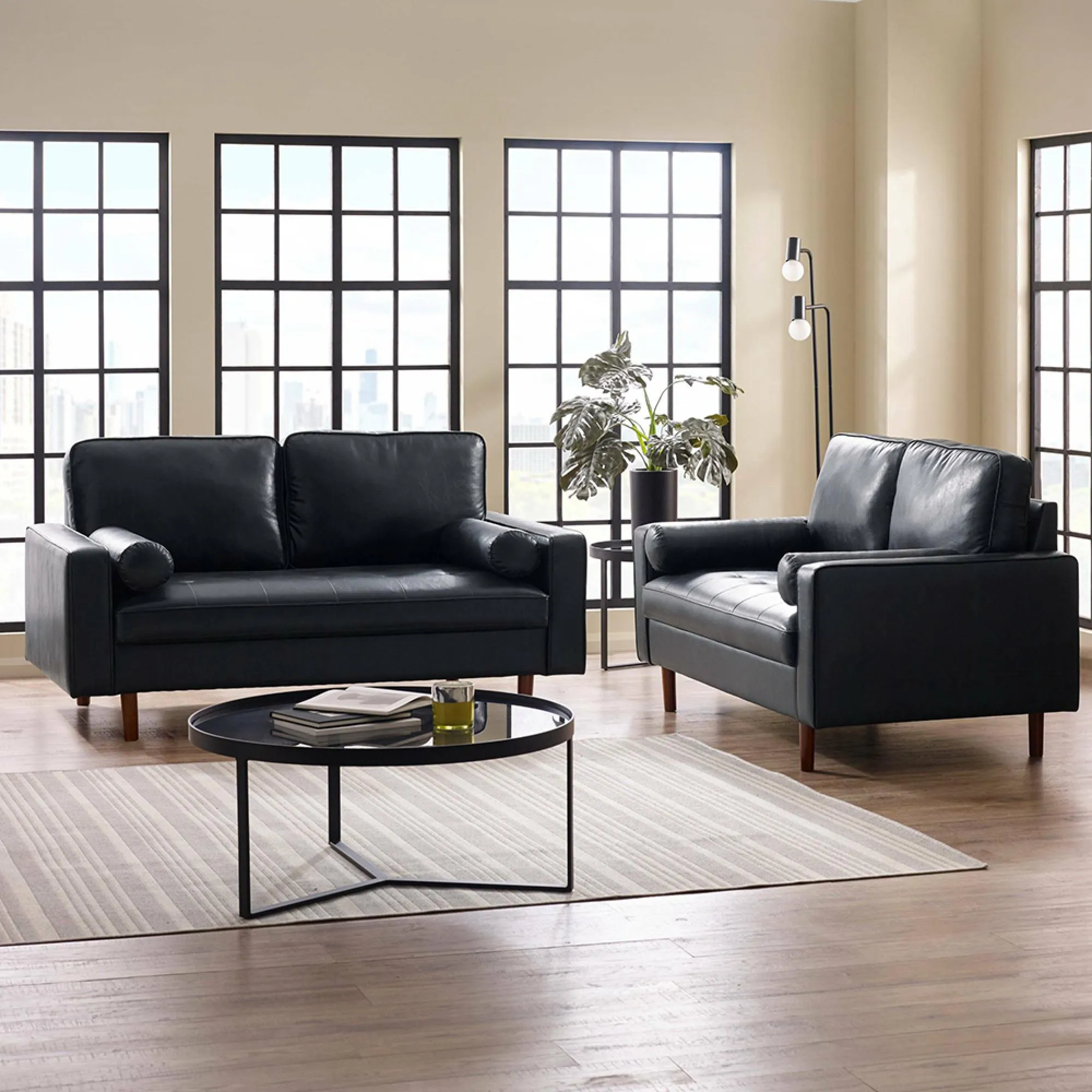 Henley 3-Seater Sofa - Black, Faux Leather