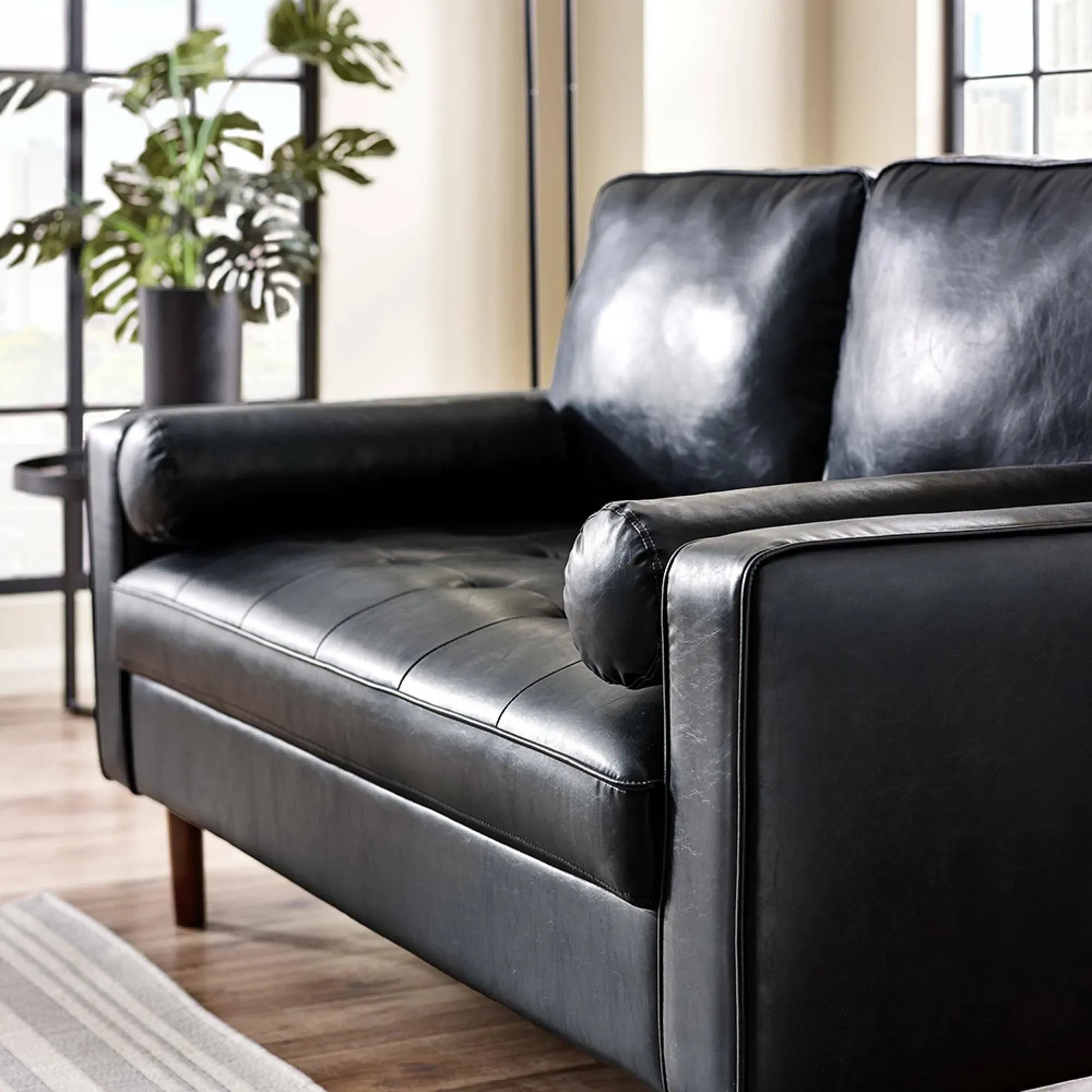 Henley 3-Seater Sofa - Black, Faux Leather