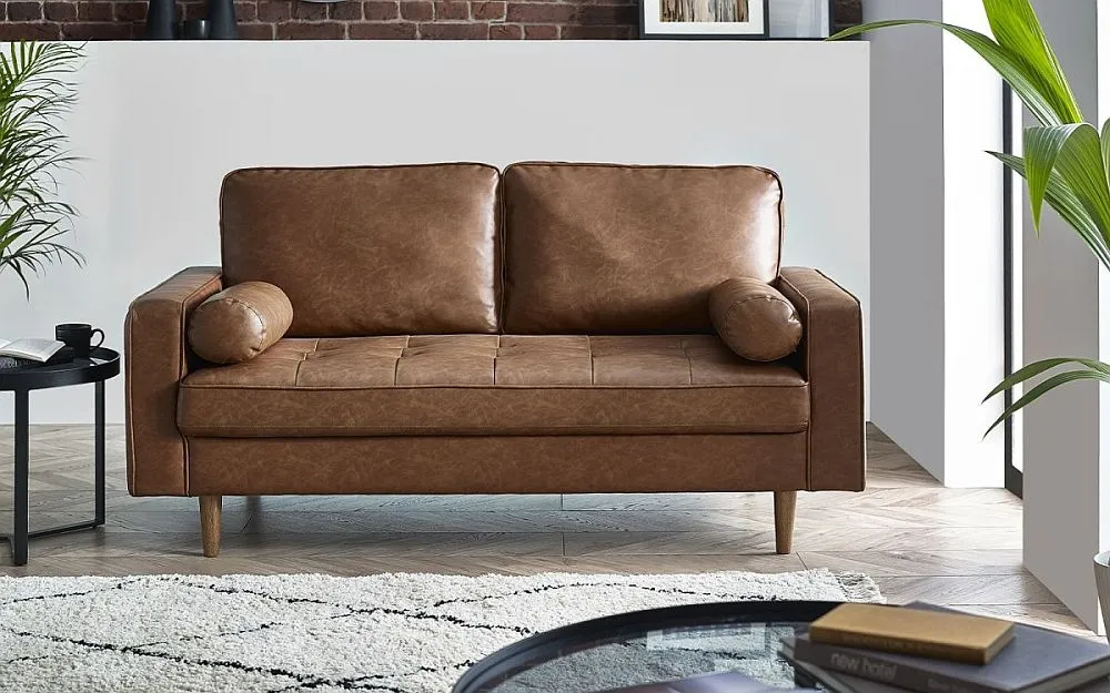 Henley 3-Seater Sofa - Brown, Faux Leather