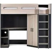 Hercules High Sleeper Bed - Woodgrain