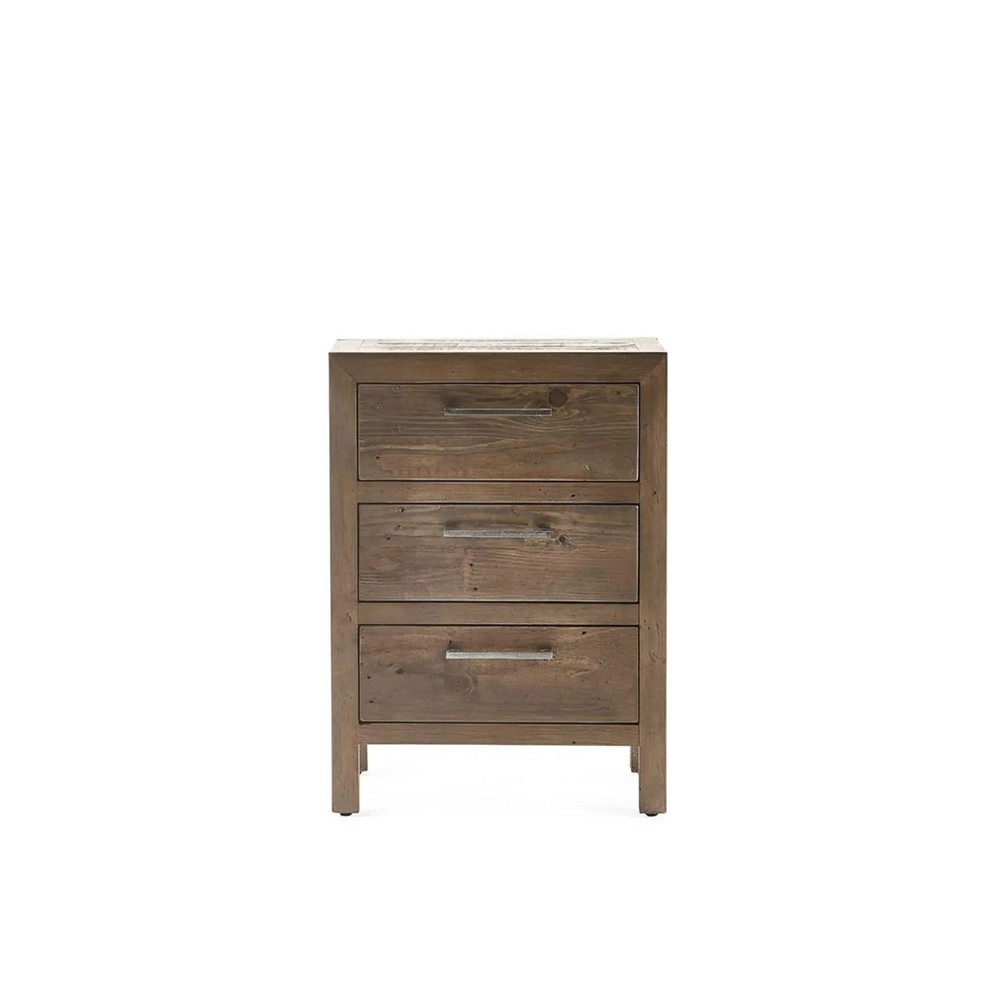 Heritage 3 Drawer Bedside Cabinet - Distressed, Reclaimed Pine