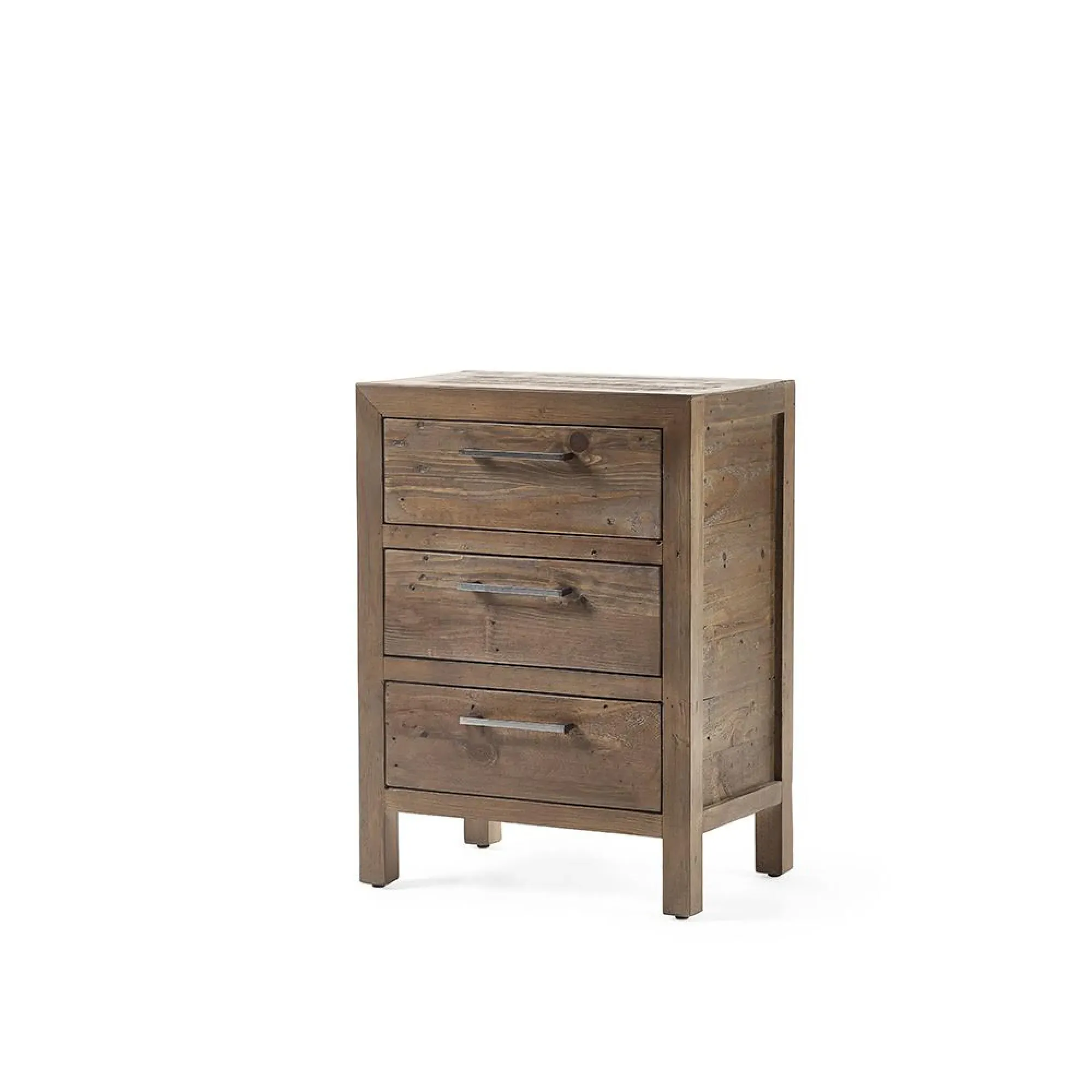 Heritage 3 Drawer Bedside Cabinet - Distressed, Reclaimed Pine
