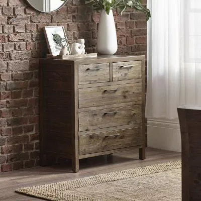 Heritage 3+2 Drawer Chest - Distressed, Reclaimed Pine
