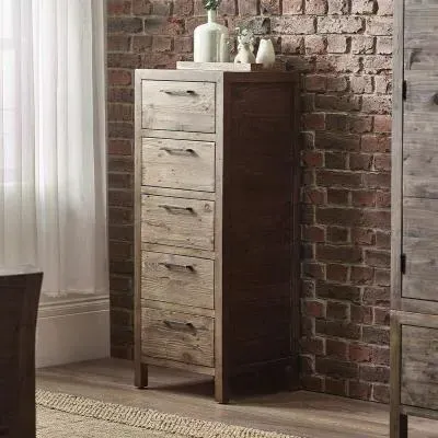 Heritage 5 Drawer Narrow Chest - Distressed, Reclaimed Pine image