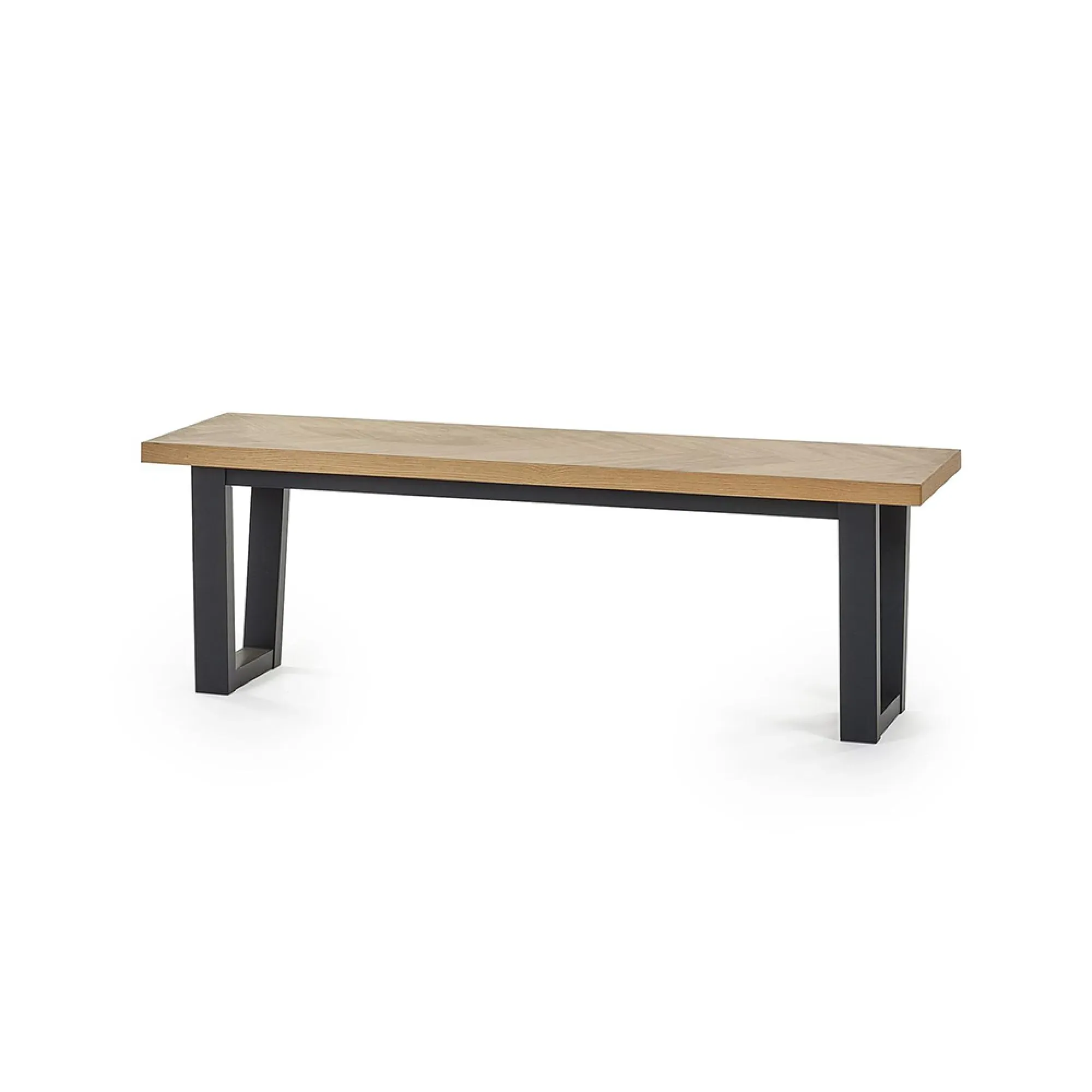Hilton Herringbone Dining Bench - Black, Oak