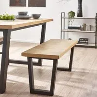 Hilton Herringbone Dining Bench - Black, Oak