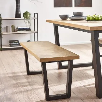 Hilton Herringbone Dining Bench - Black, Oak image