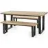 Hilton Herringbone Dining Set with 2 Benches - Black, Oak