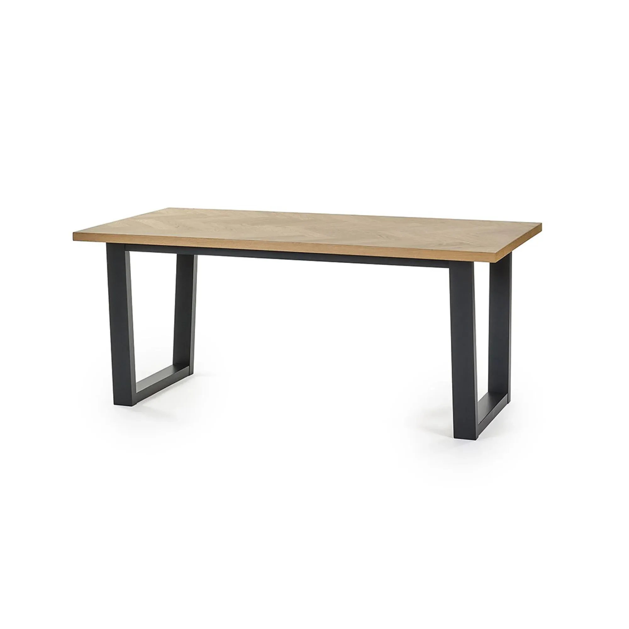 Hilton Oak Herringbone 6-Seater Dining Table - Black