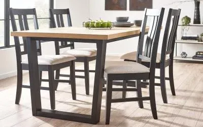 Hilton Oak Herringbone 6-Seater Dining Table - Black