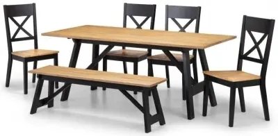 Hockley 6 Seater Dining Set with 4 Chairs and Bench - Black, Oak image