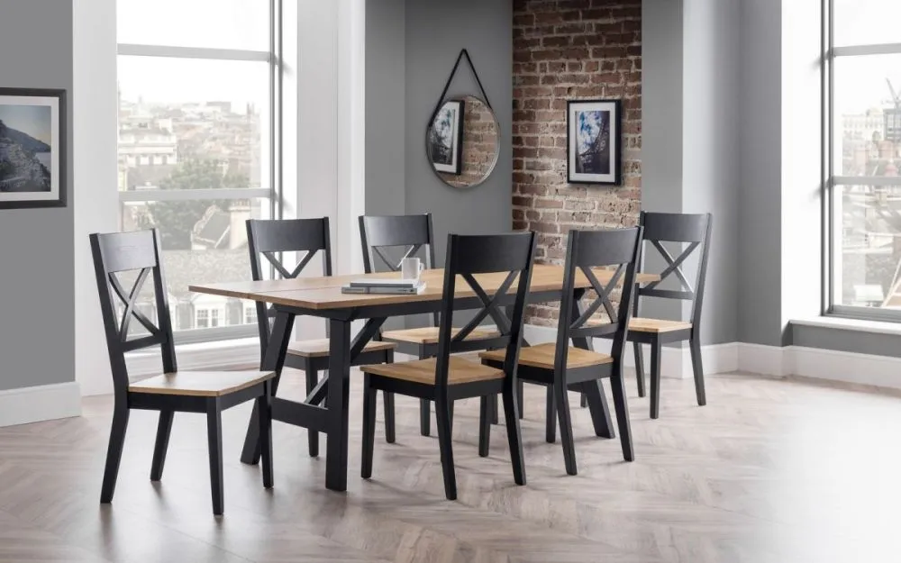 Hockley 6 Seater Dining Set with 6 Chairs - Black, Oak