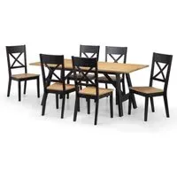 Hockley 6 Seater Dining Set with 6 Chairs - Black, Oak