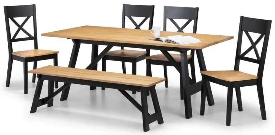 Hockley Dining Bench - Black, Oak