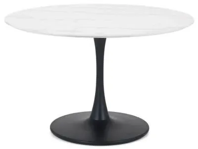 Holland 4-Seater Round Dining Table - White, Marble
