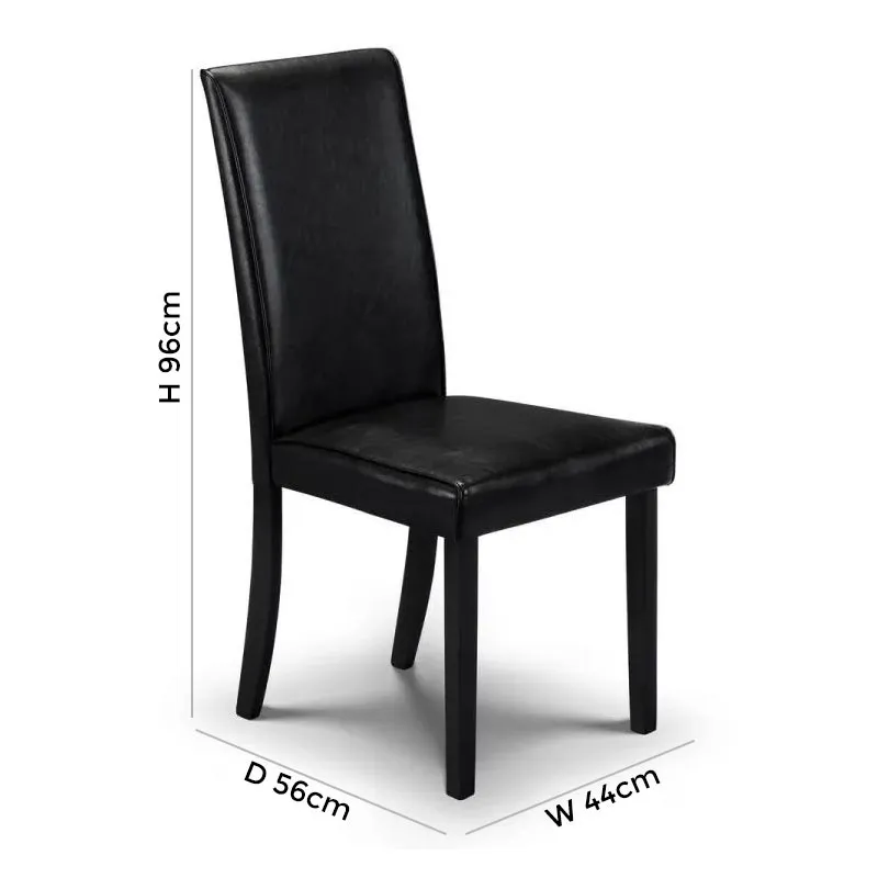 Hudson Dining Chair - Black, Faux Leather