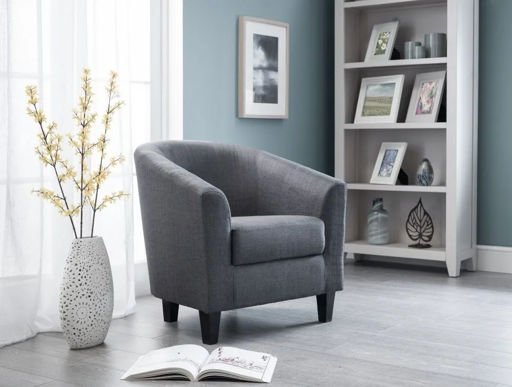 Hugo Tub Chair - Grey, Linen