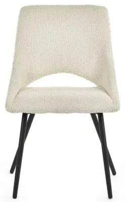 Iris Dining Chair Set of 2 - Ivory, Boucle Fabric
