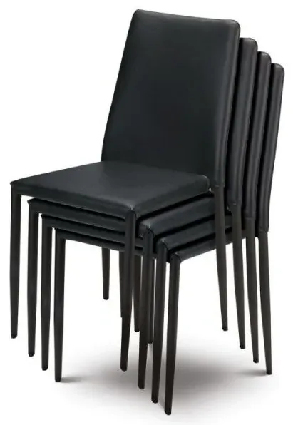 Jazz Stacking Dining Chair - Black, Faux Leather