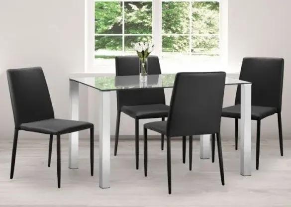 Jazz Stacking Dining Chair - Black, Faux Leather