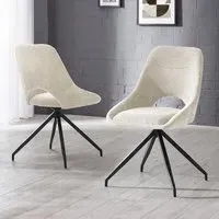 Jonah Swivel Dining Chair - Cream, Fabric