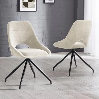 Jonah Swivel Dining Chair - Cream, Fabric image