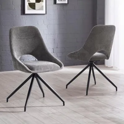 Jonah Swivel Dining Chair - Grey, Fabric