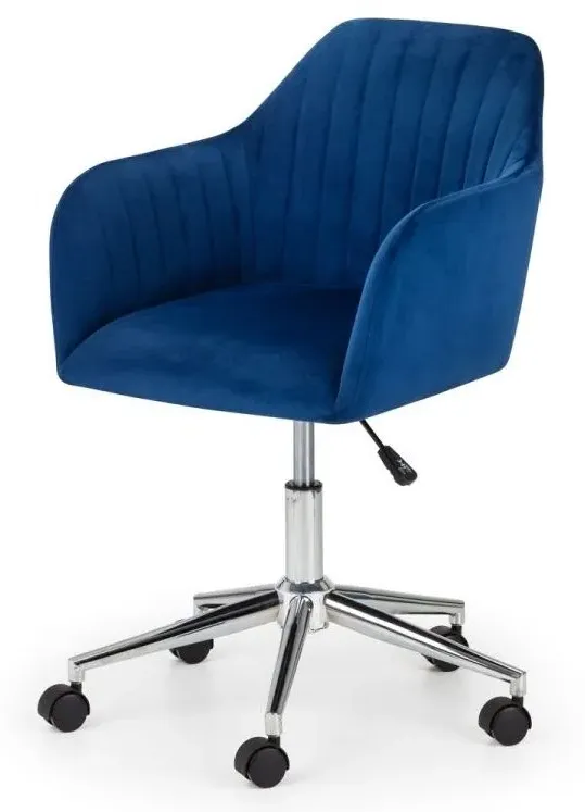 Kahlo Swivel Office Chair - Blue, Velvet