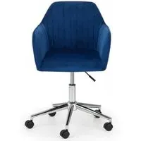 Kahlo Swivel Office Chair - Blue, Velvet