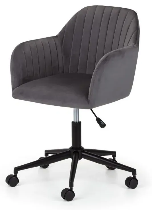 Kahlo Swivel Office Chair - Grey, Velvet