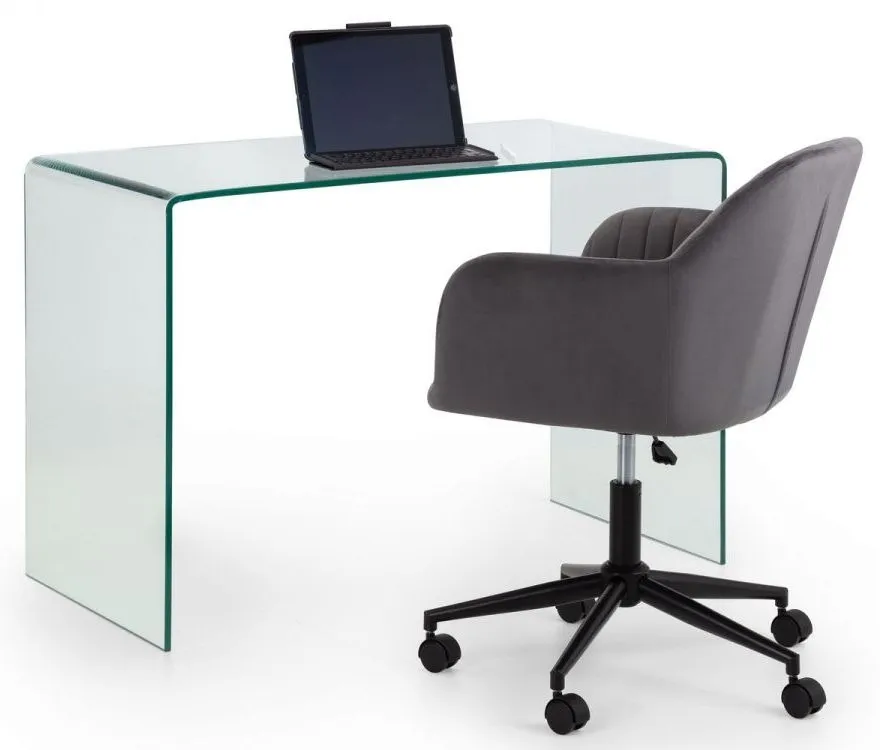 Kahlo Swivel Office Chair - Grey, Velvet