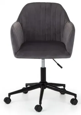 Kahlo Swivel Office Chair - Grey, Velvet