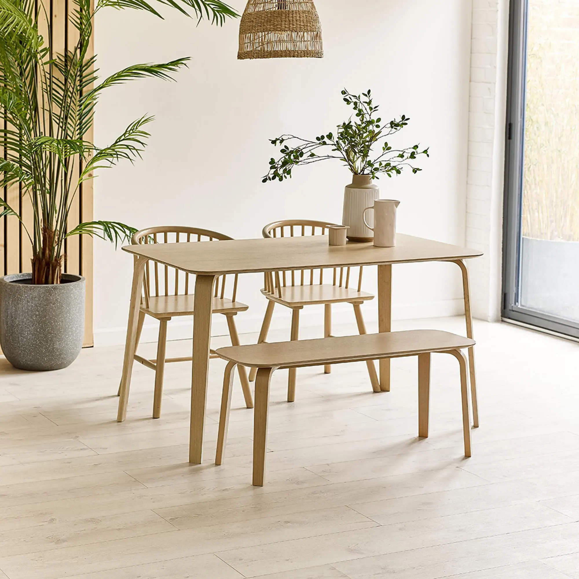 Kaito Curved Leg Bench - Oak