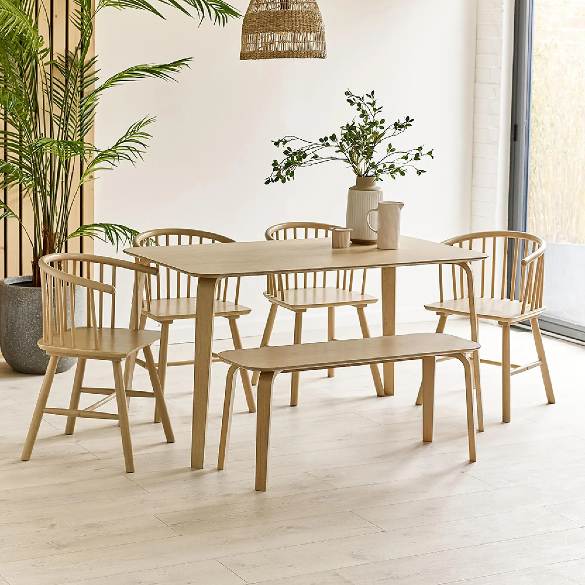 Kaito Curved Leg Bench - Oak