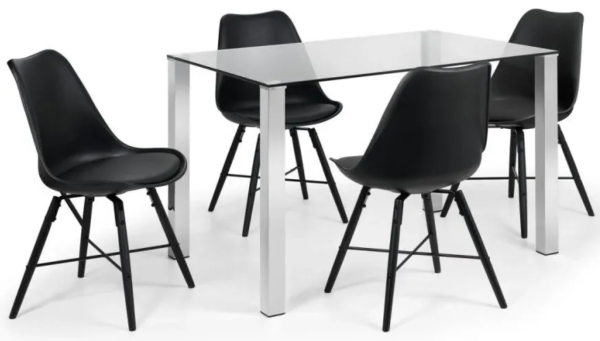 Kari Dining Chair Set of 2 - Black, Faux Leather