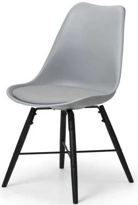 Kari Dining Chair Set of 2 - Grey, Faux Leather