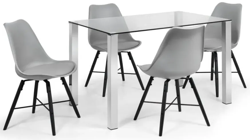 Kari Dining Chair Set of 2 - Grey, Faux Leather