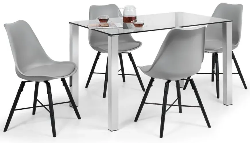 Kari Dining Chair Set of 2 - Grey, Faux Leather