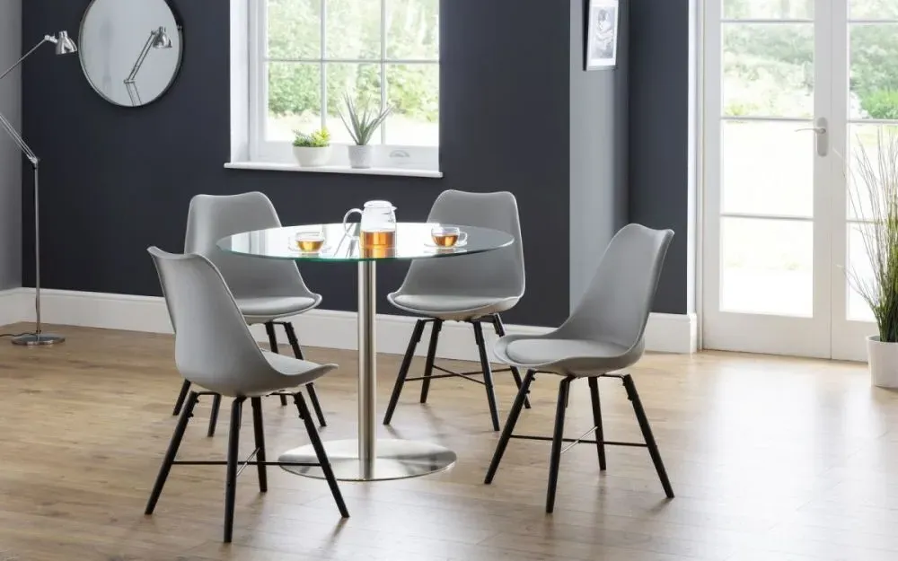 Kari Dining Chair Set of 2 - Grey, Faux Leather