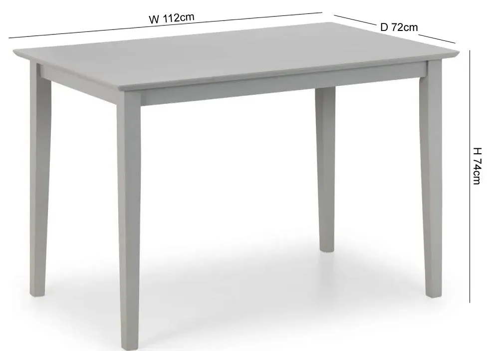 Kobe Compact 4-Seater Dining Table - Grey