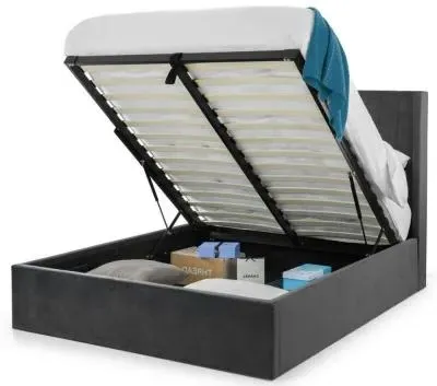 Langham Ottoman Storage Bed - Grey, Fabric