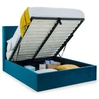 Langham Ottoman Storage Bed - Teal, Velvet